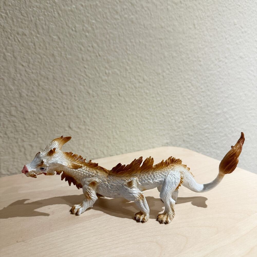 Safari Ltd Good Luck Dragon Figure White Bronze Fantasy Collectible Retired